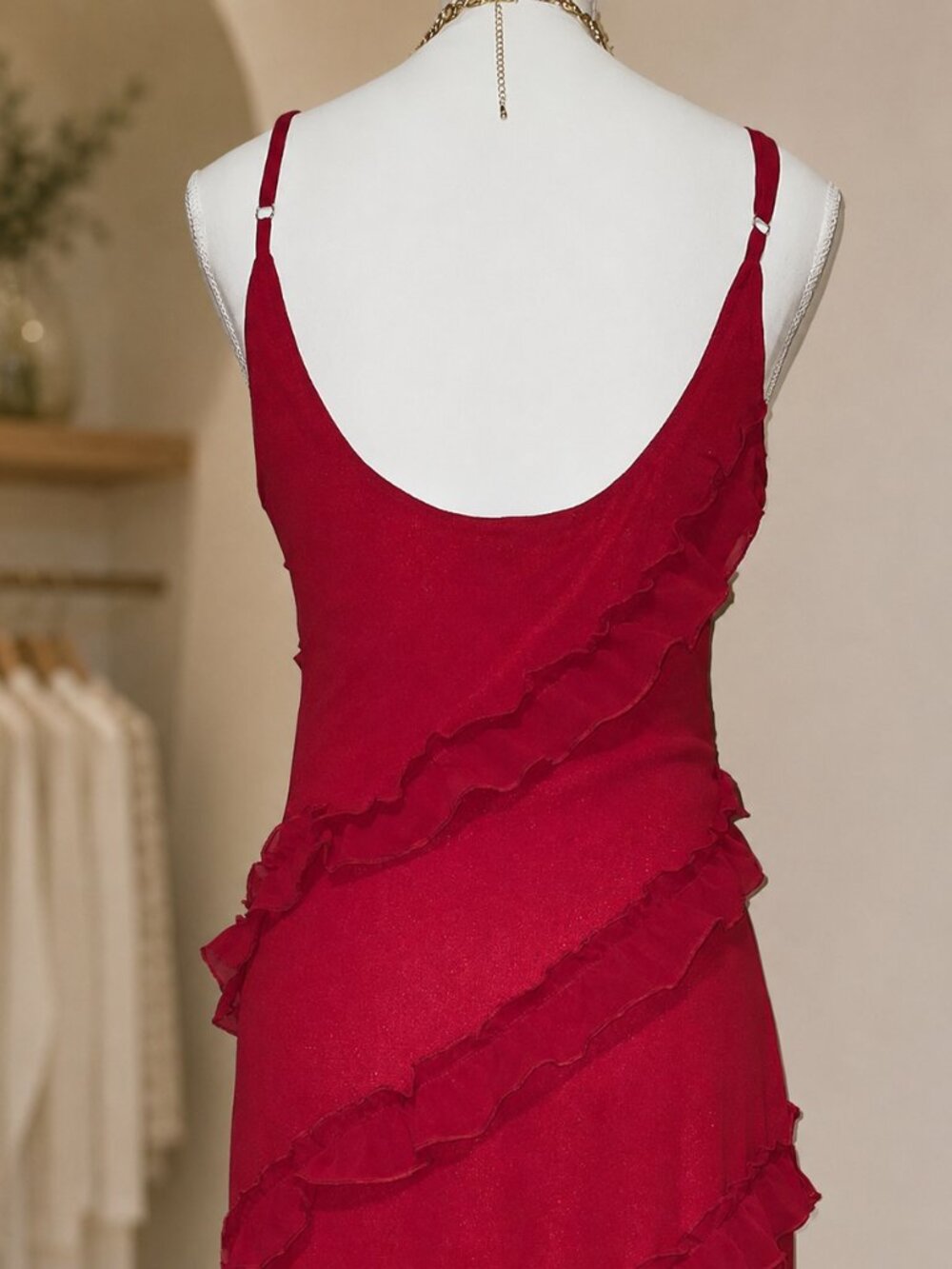 Love & Fun Red Ruffled Maxi Dress – Approx. Size Small - Picture 4 of 5